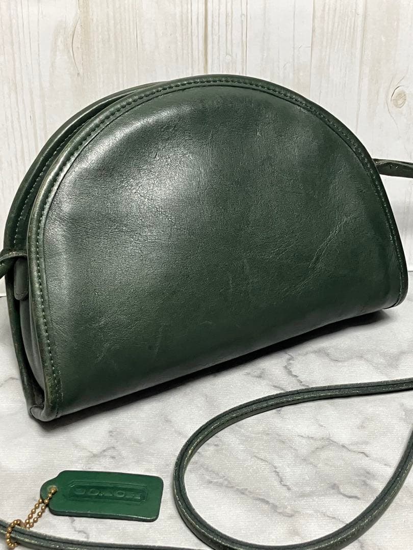 COACH オールドコーチ　ハーフムーン　ダークグリーン　ミニショルダーバッグ