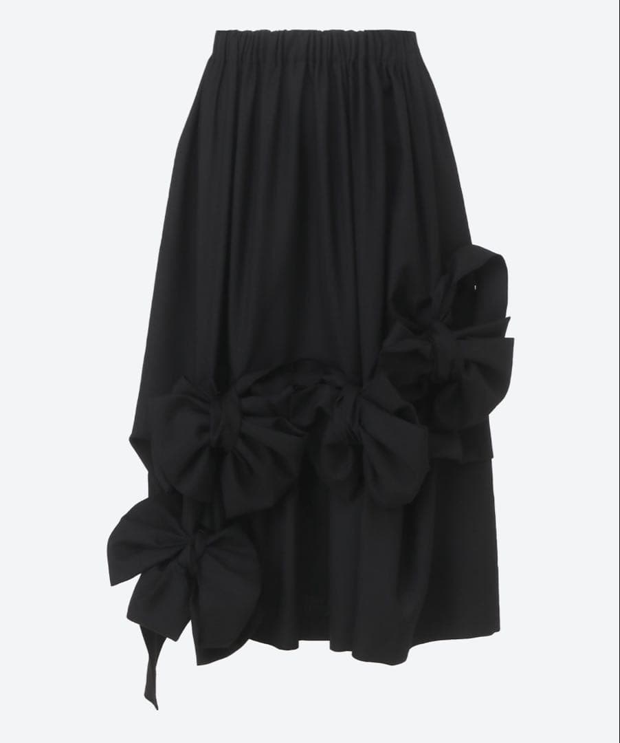 TAO AD2025 25AW リボンギャザースカート 黒