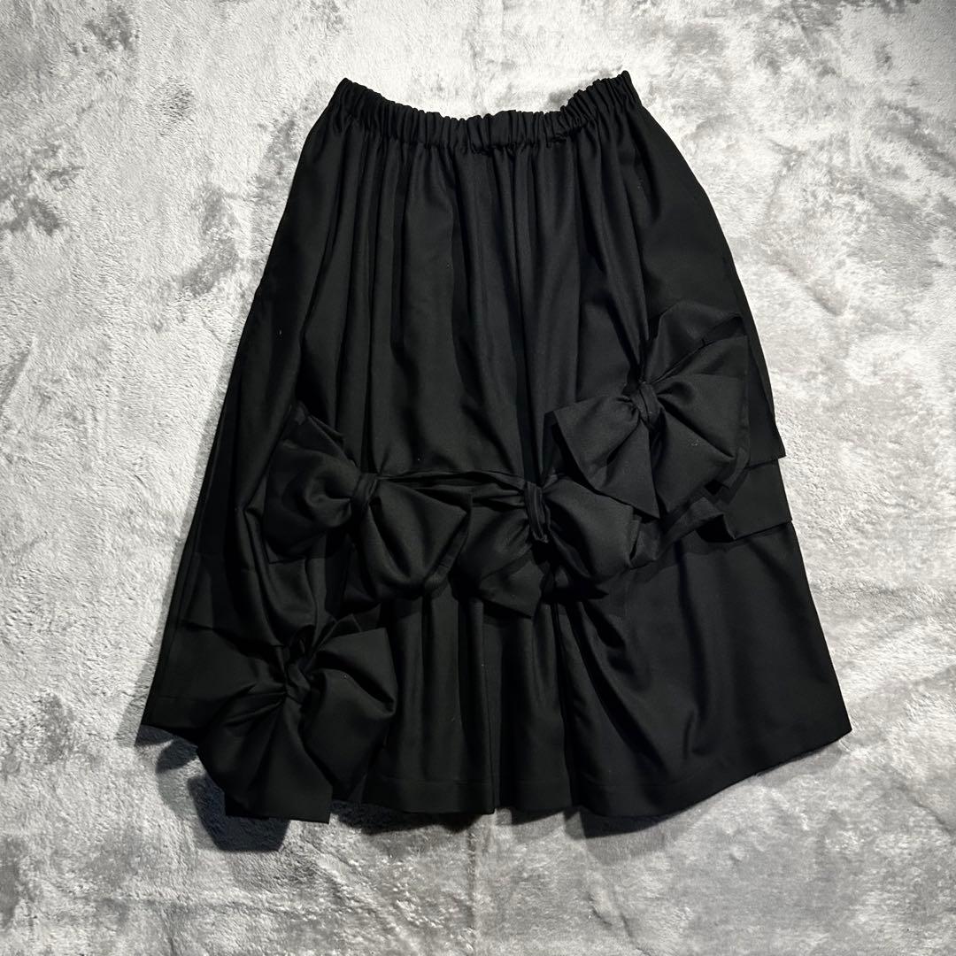 TAO AD2025 25AW リボンギャザースカート 黒