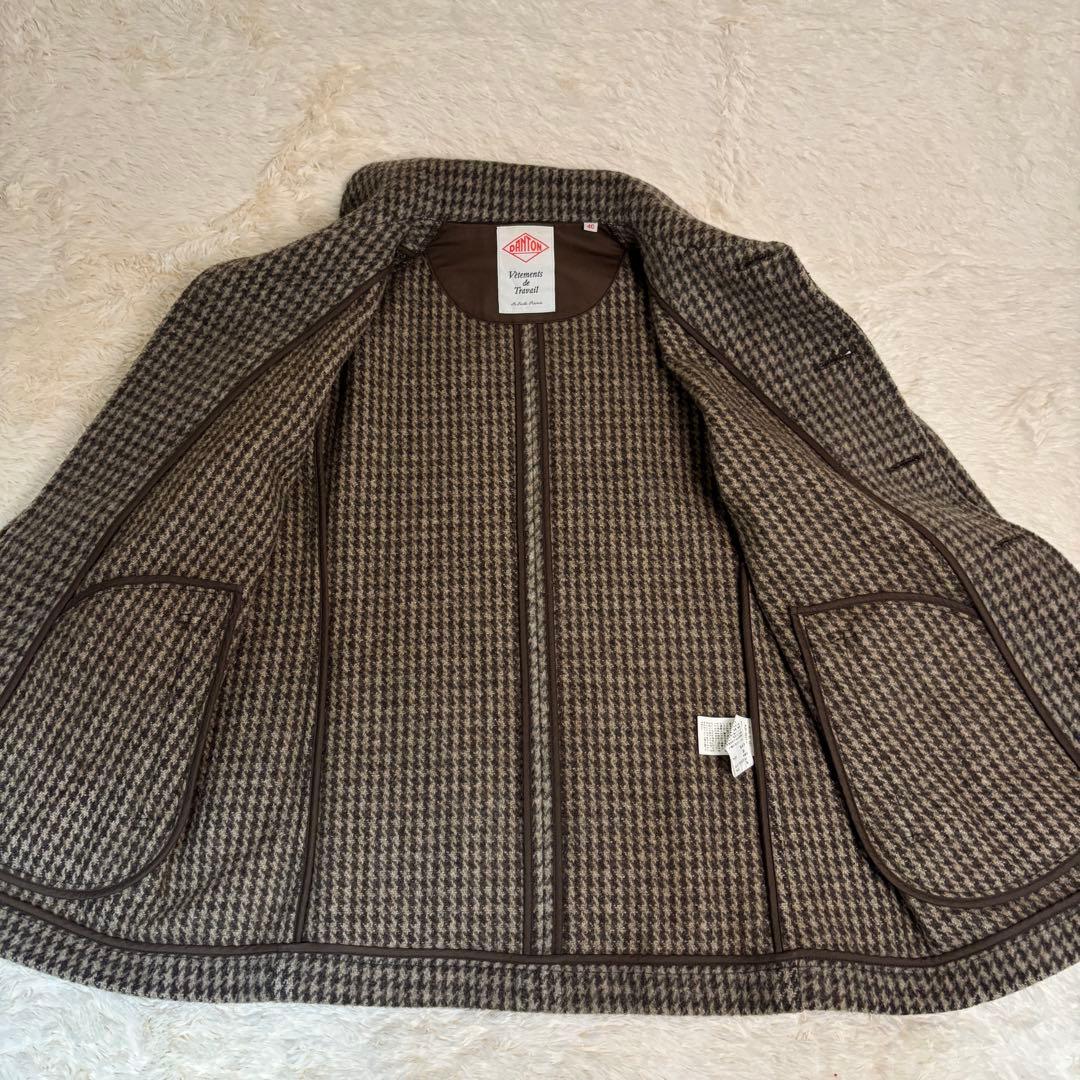 希少カラー　ダントン ウールモッサジャケット コート くるみボタン 千鳥格子柄