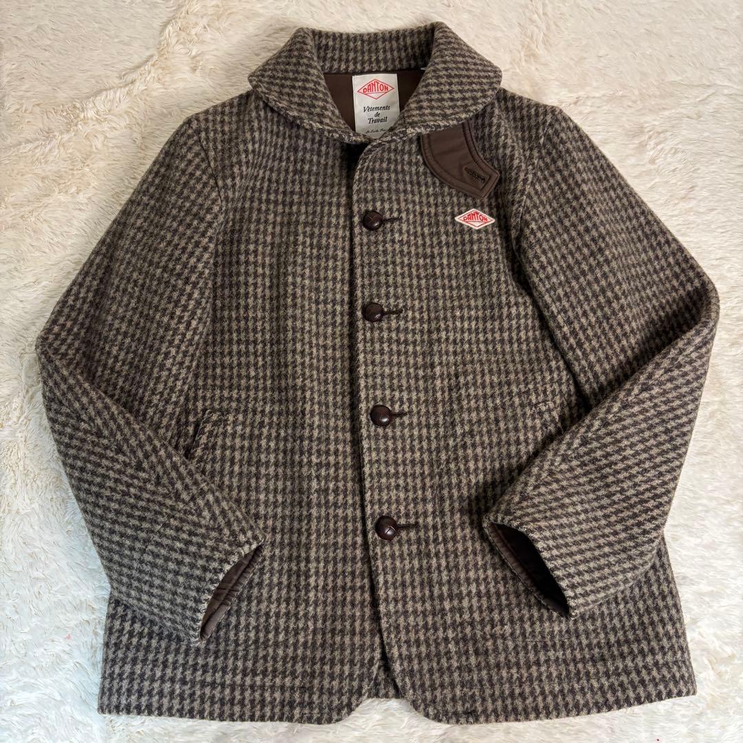 希少カラー　ダントン ウールモッサジャケット コート くるみボタン 千鳥格子柄