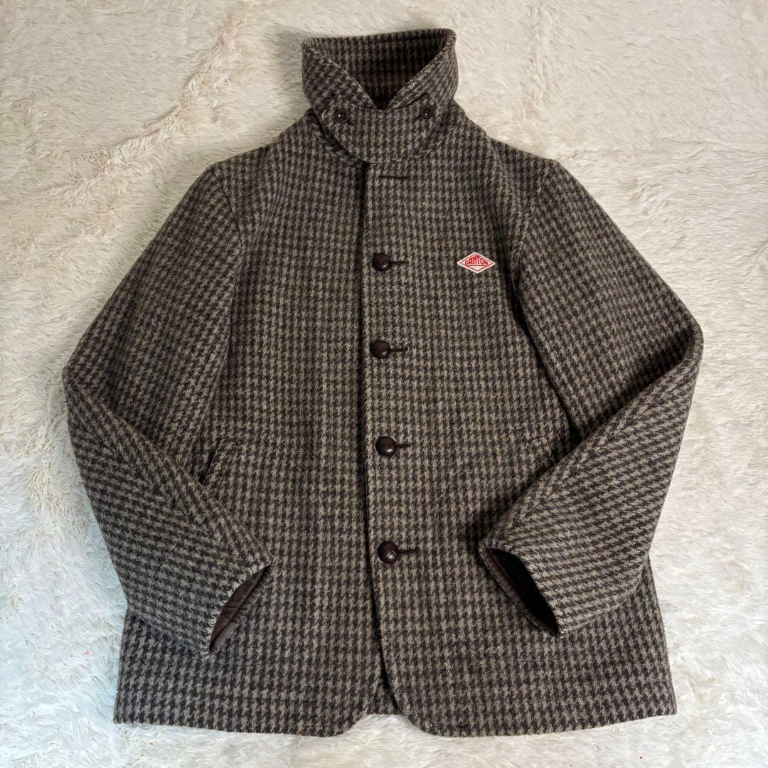 希少カラー　ダントン ウールモッサジャケット コート くるみボタン 千鳥格子柄