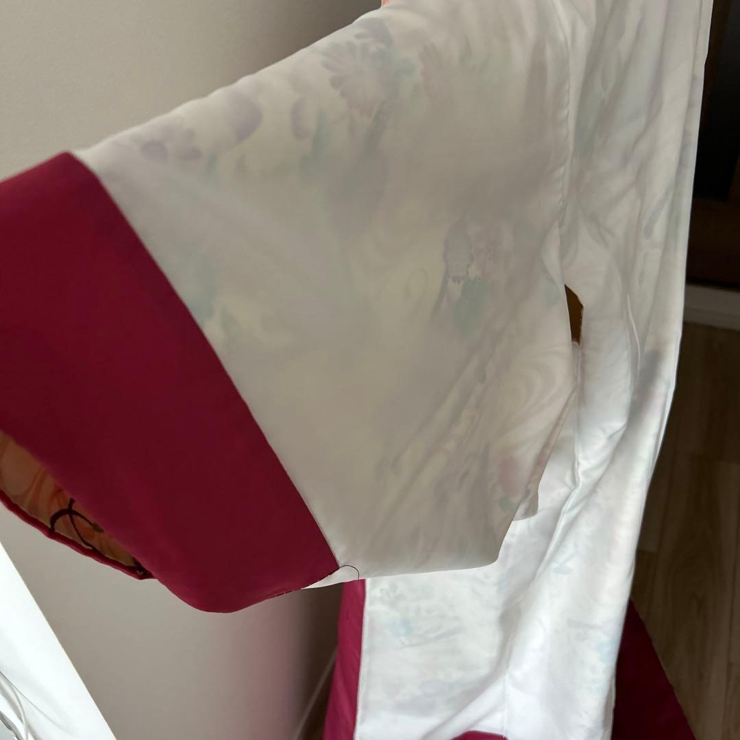 【春色小紋】菊と流水扇柄／淡色系／裄66