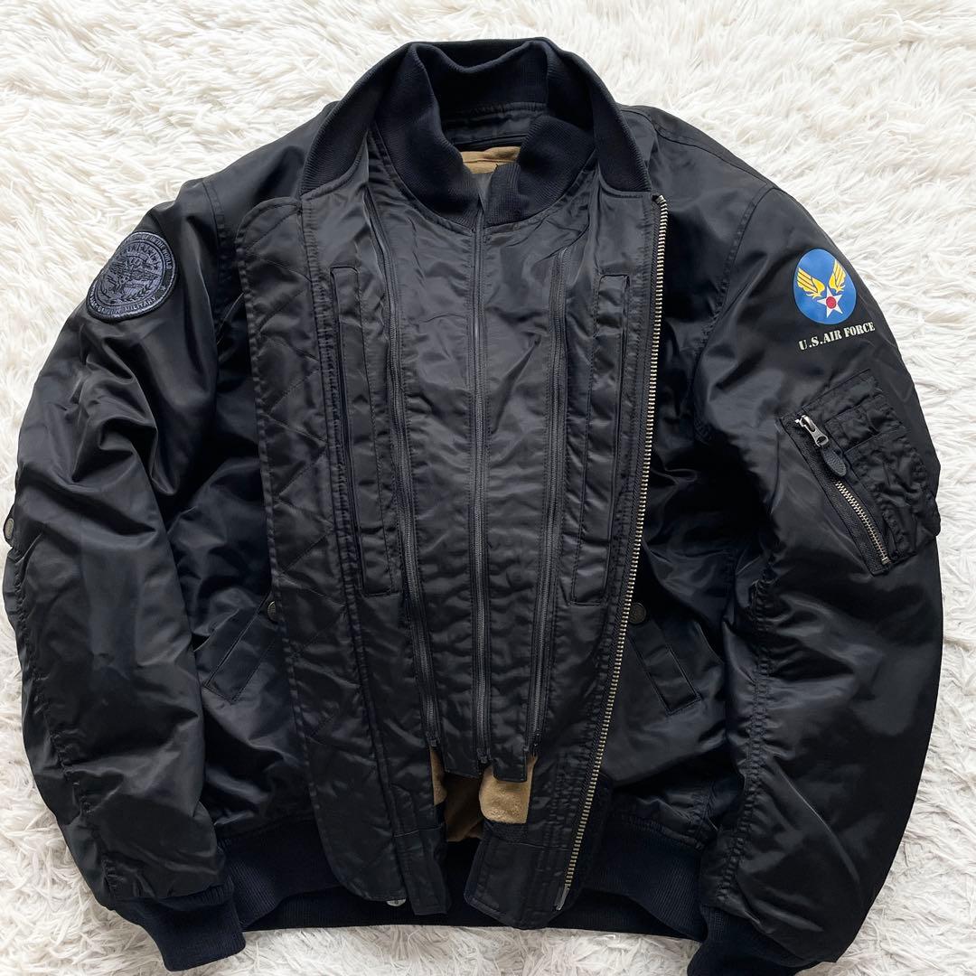 美品 XLサイズ HOUSTON MA-1 ライディングJAC プロテクター装着