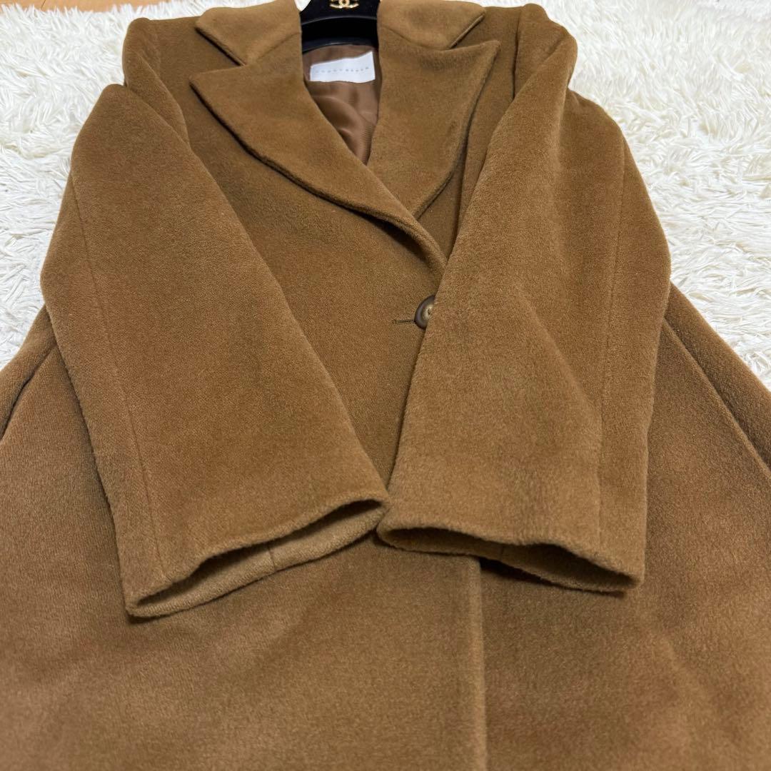 美品✨マックスマーラ ペニーブラック ロングコート ブラウン ウール100 XL