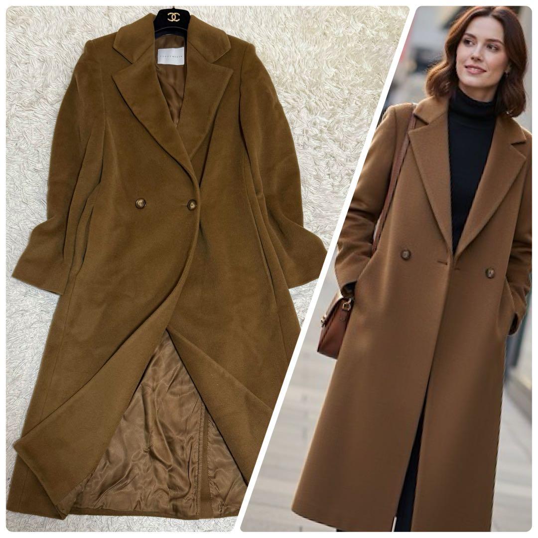 美品✨マックスマーラ ペニーブラック ロングコート ブラウン ウール100 XL