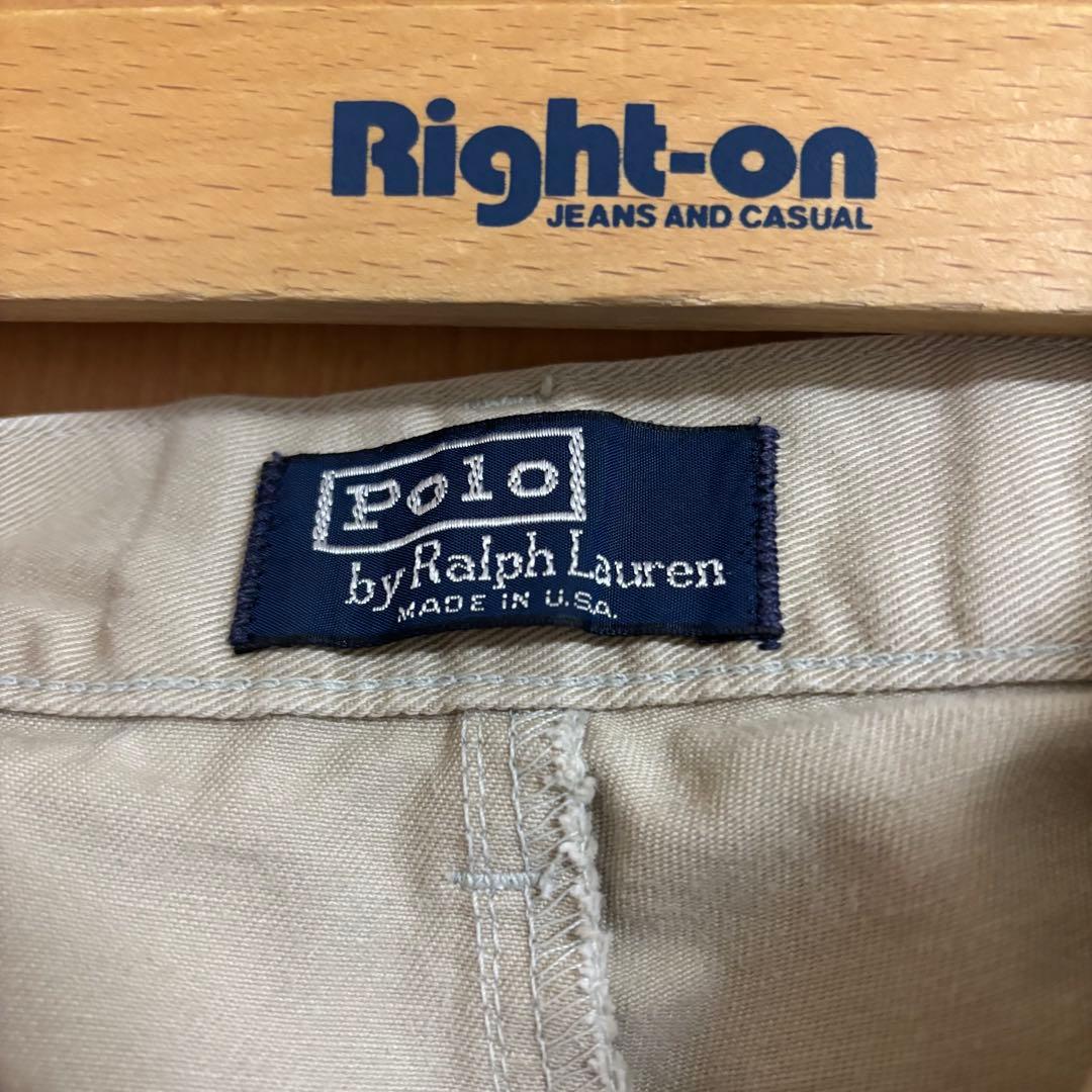 80s 90s ラルフローレン 初期ポロチノ 2タックチノ　USA製 ベージュ