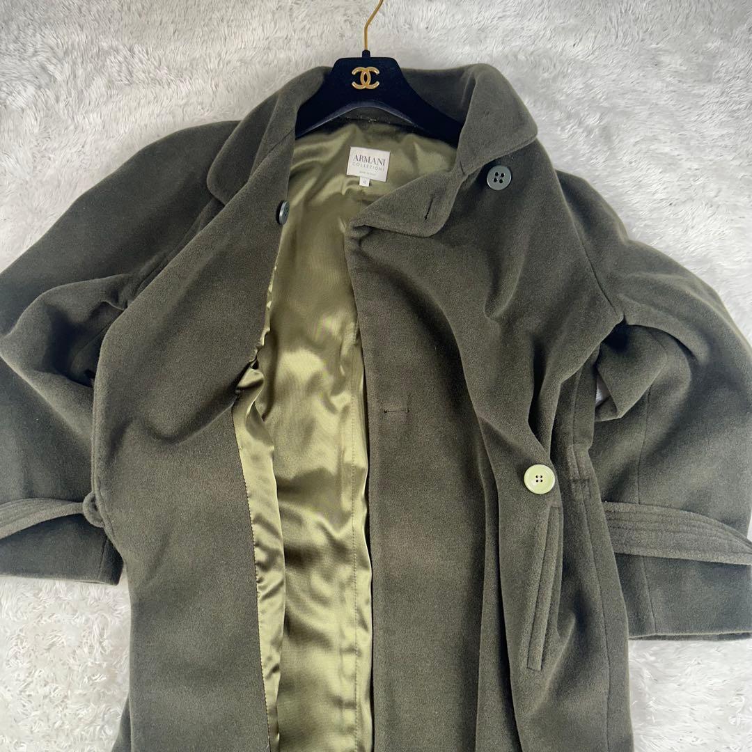 アルマーニコレツォーニ　ロングコート　カシミア混　アンゴラ　マキシ　XL 緑