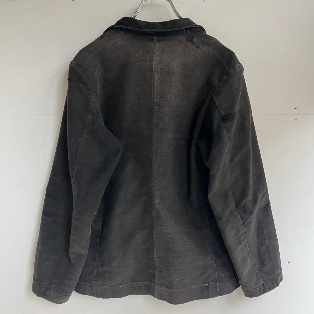 30s 40s フレンチ ブラックモールスキンジャケット テーラード 希少 襤褸