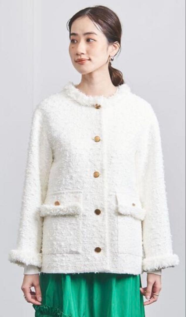 UNITED URROWS ファンシーツイード ノーカラー ジャケット