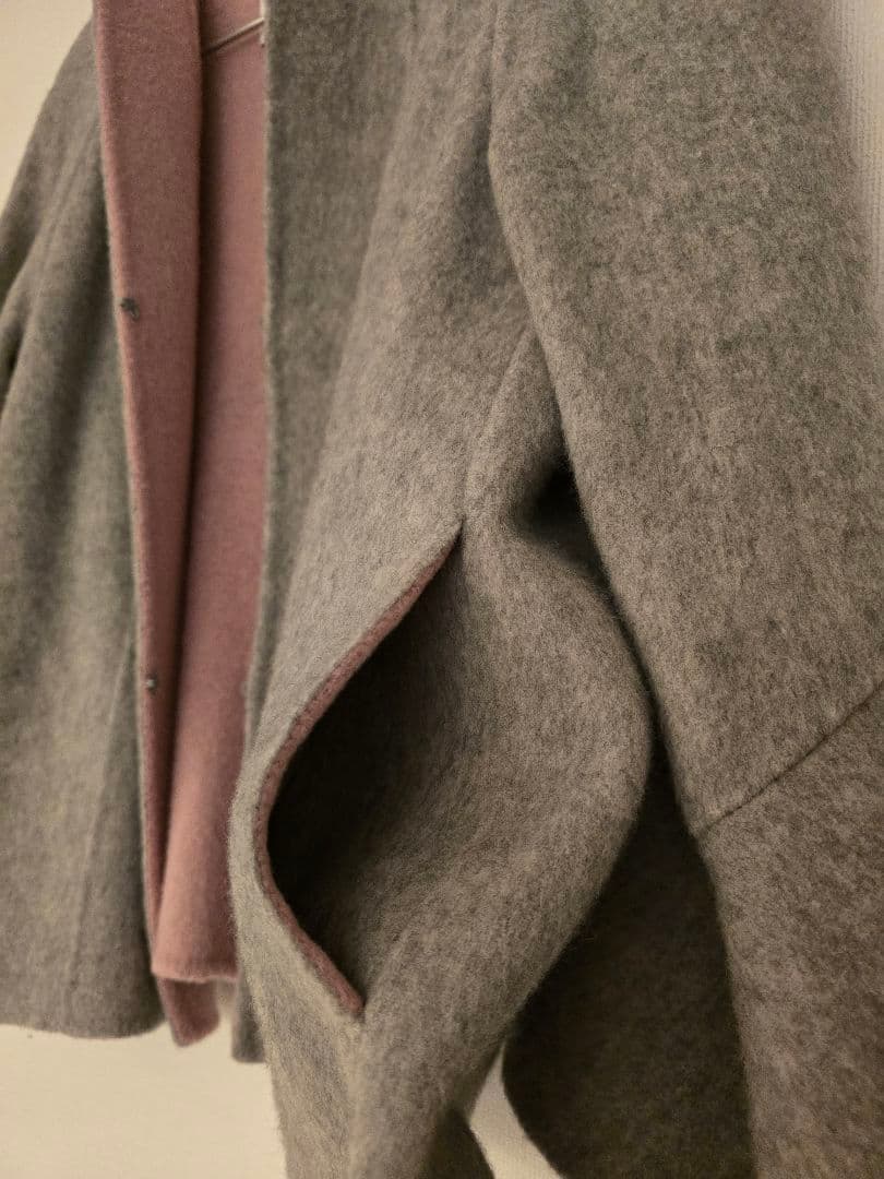 アナイ 38 バイカラー　リバーコート（グレー×ピンク）