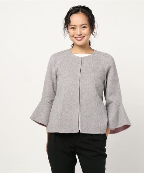 アナイ 38 バイカラー　リバーコート（グレー×ピンク）