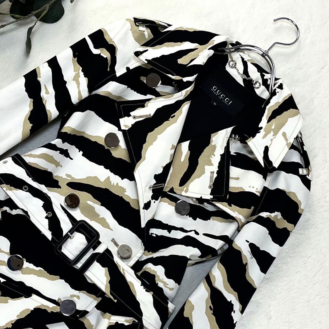 未使用級 14AW GUCCI ゼブラ トレンチコート フリーダ期 60s 38