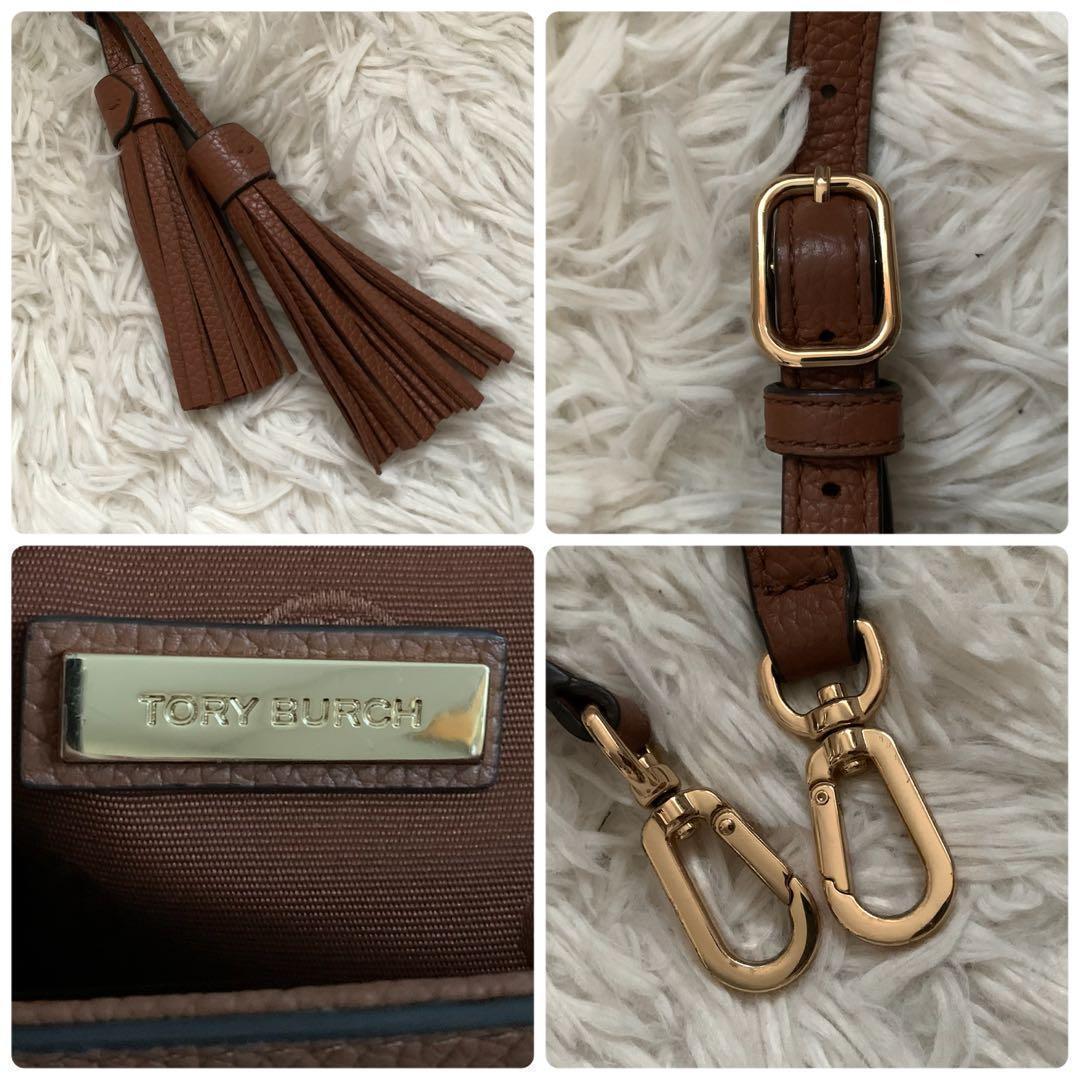 未使用級✨トリーバーチ ショルダーバッグ テア ロゴ タッセル レザー キャメル