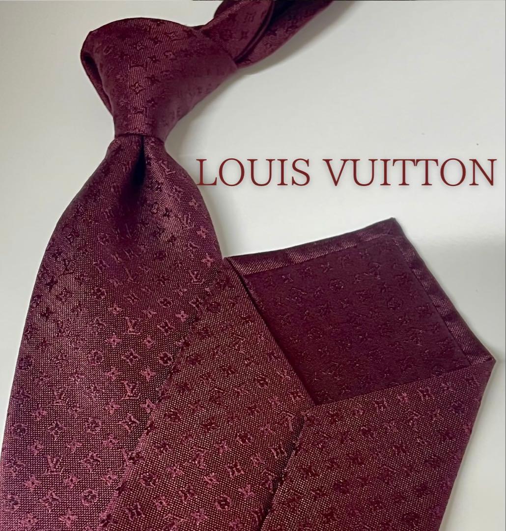 美品 ルイヴィトン ネクタイ ハイブランド モノグラム 光沢 ジャガード 希少