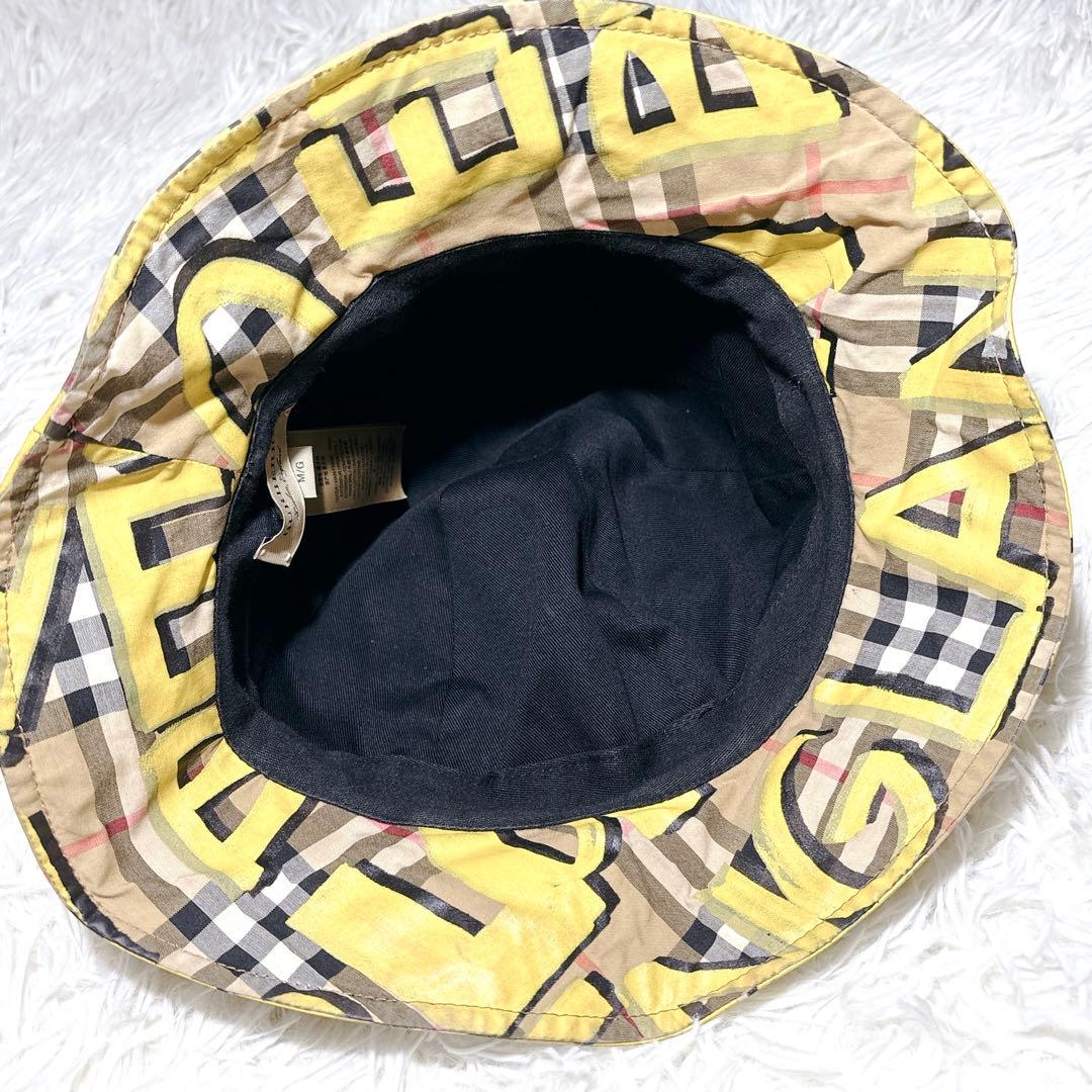 バーバリー バケットハット グラフィティ M/L ノバチェック イエロー