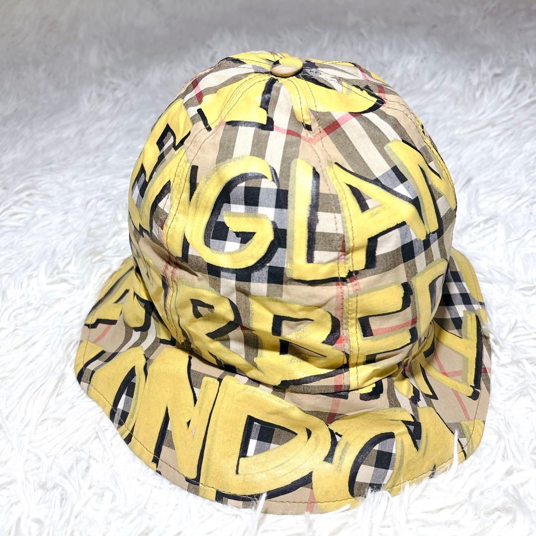 バーバリー バケットハット グラフィティ M/L ノバチェック イエロー