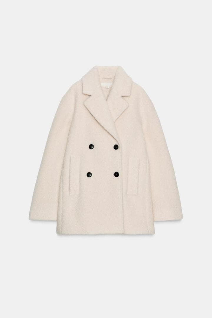 ZARA ザラ ブークレダブルブレストミディ丈コート M