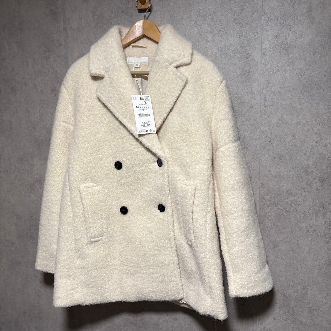 ZARA ザラ ブークレダブルブレストミディ丈コート M