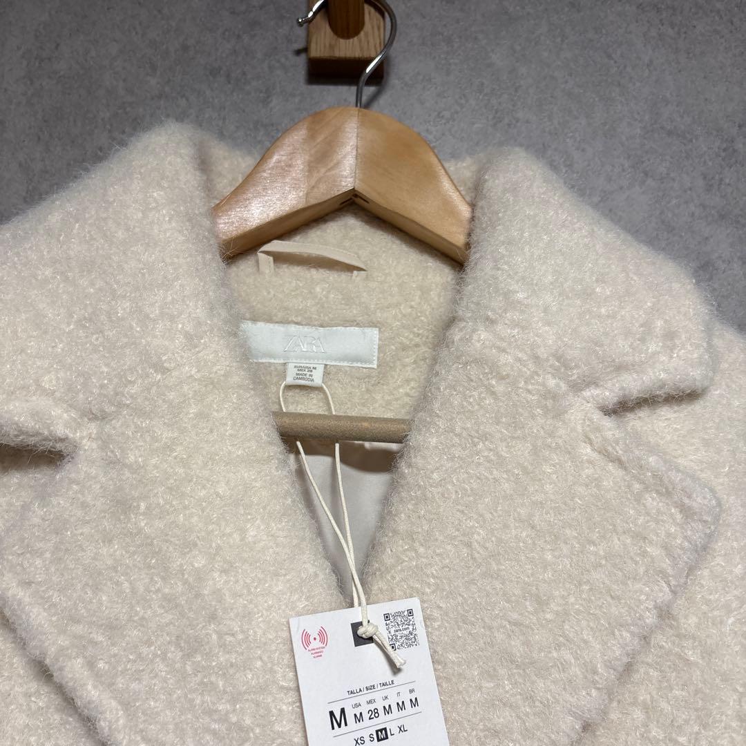 ZARA ザラ ブークレダブルブレストミディ丈コート M