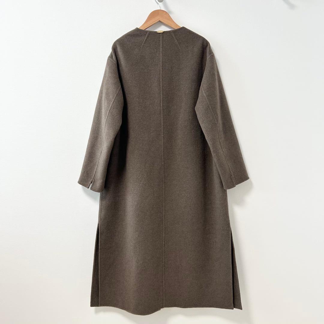 ドゥーズィエムクラス　victorian リバーロングノーカラーコート　ブラウン