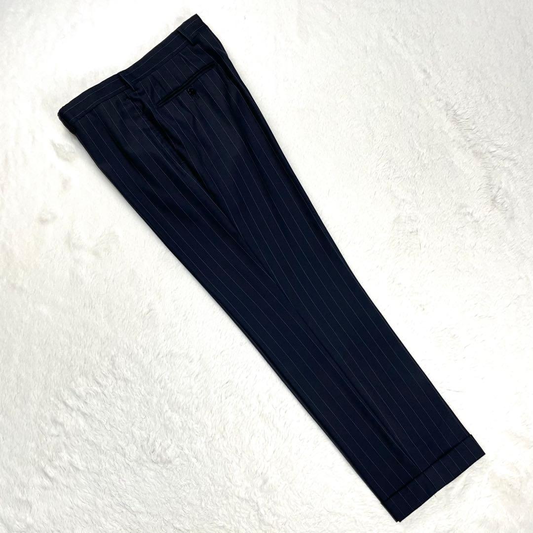 極美品 BEAMS F ピンストライプ ウール スーツ グレー 46