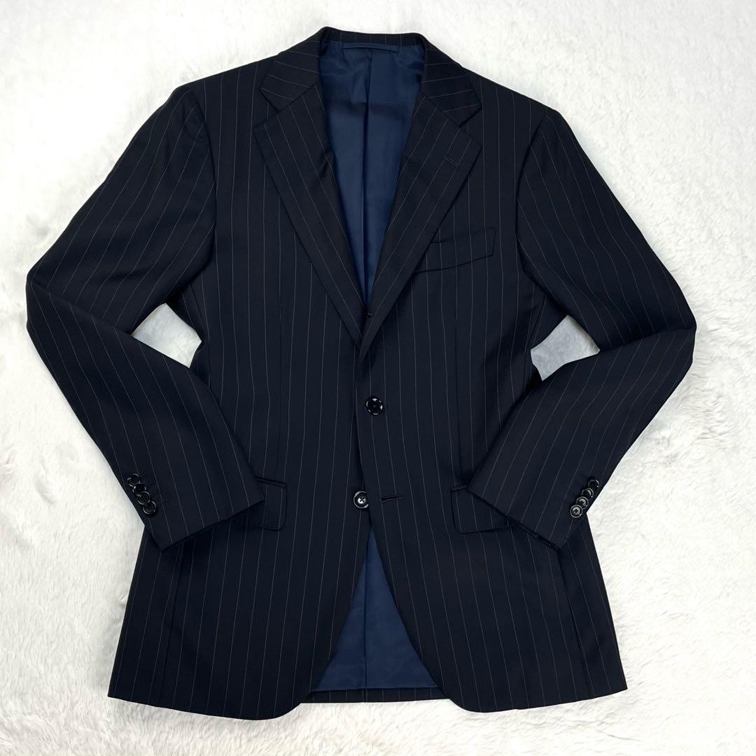 極美品 BEAMS F ピンストライプ ウール スーツ グレー 46