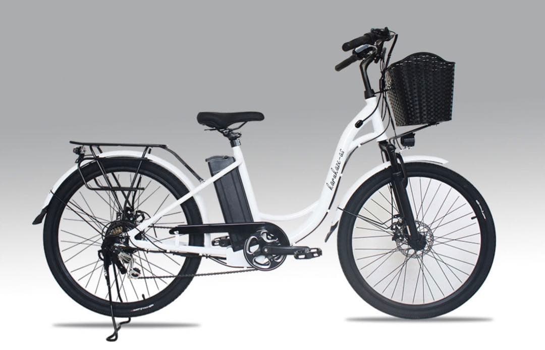 新品　公道走行仕様アシスト版電動自転車「軽風２６」カゴ付　26インチ　白色