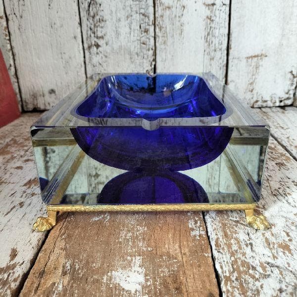 イタリア ヴィンテージ 作家物 サイン ムラーノ ガラス ベネチアングラス灰皿