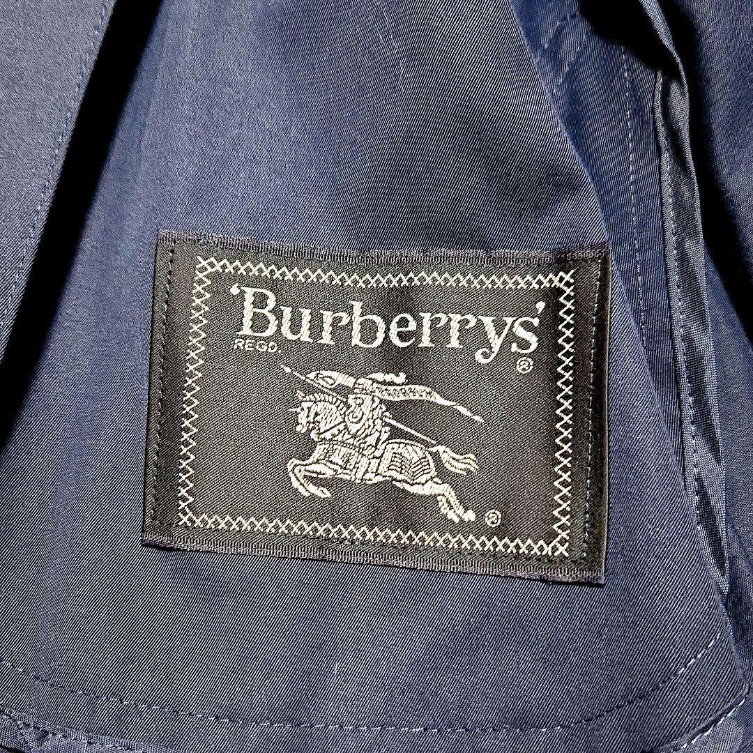 希少 Burberrys 旧タグ ノバチェック 比翼 金ボタン ロングコート 紺