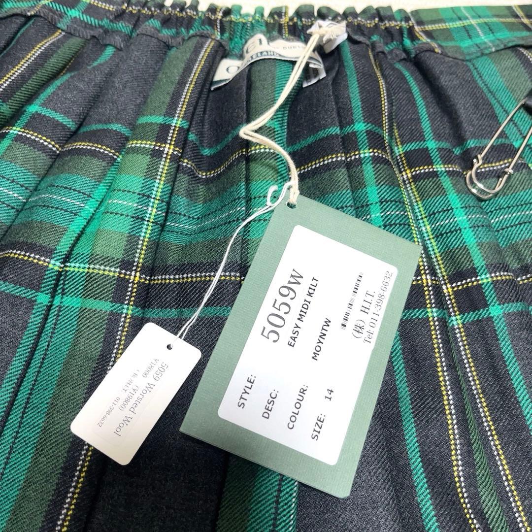 タグ付き　オニールオブダブリン　プリーツ キルトスカート　ラップ　ウール　ベルト