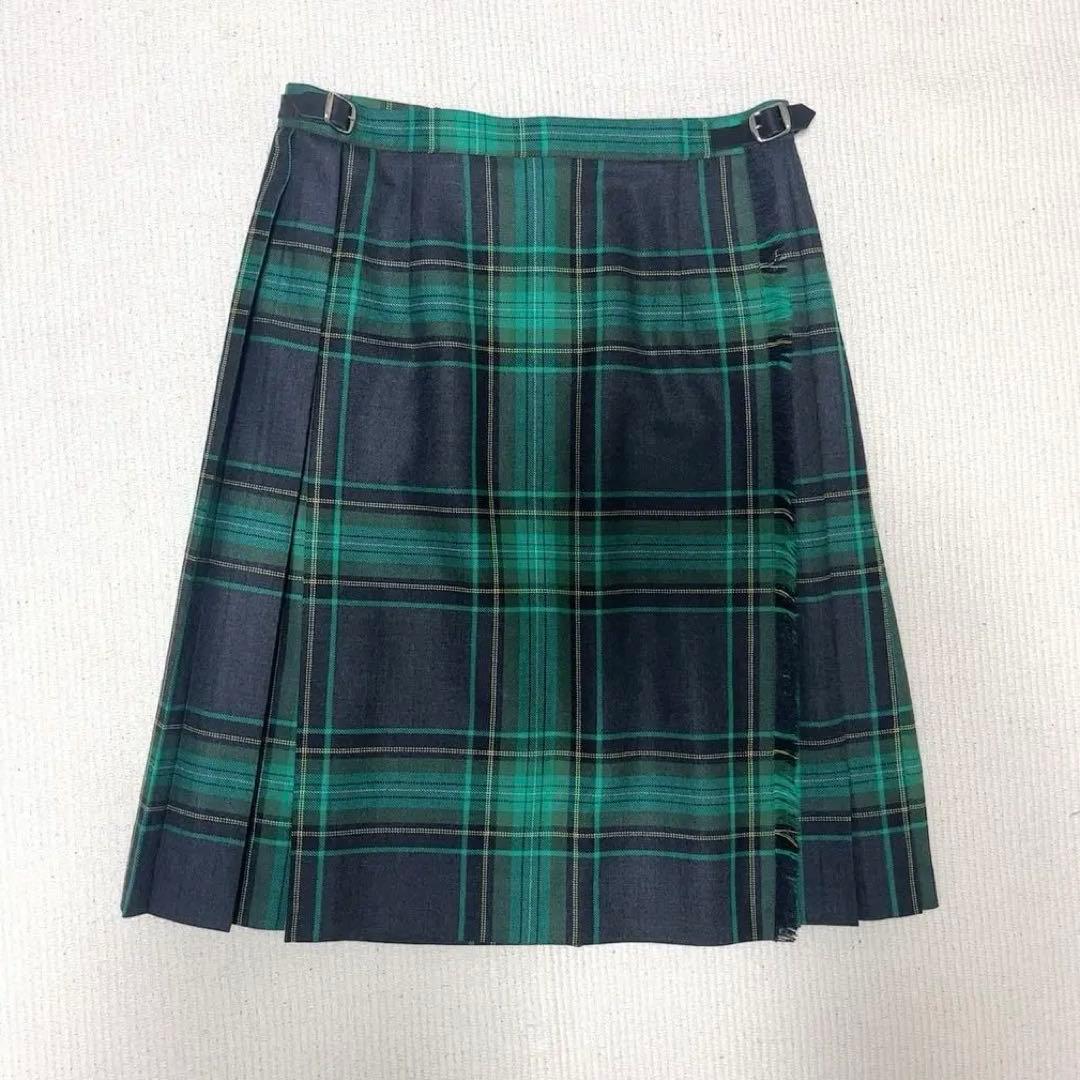タグ付き　オニールオブダブリン　プリーツ キルトスカート　ラップ　ウール　ベルト