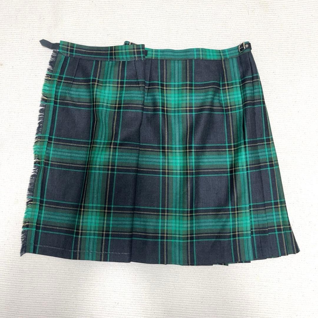 タグ付き　オニールオブダブリン　プリーツ キルトスカート　ラップ　ウール　ベルト