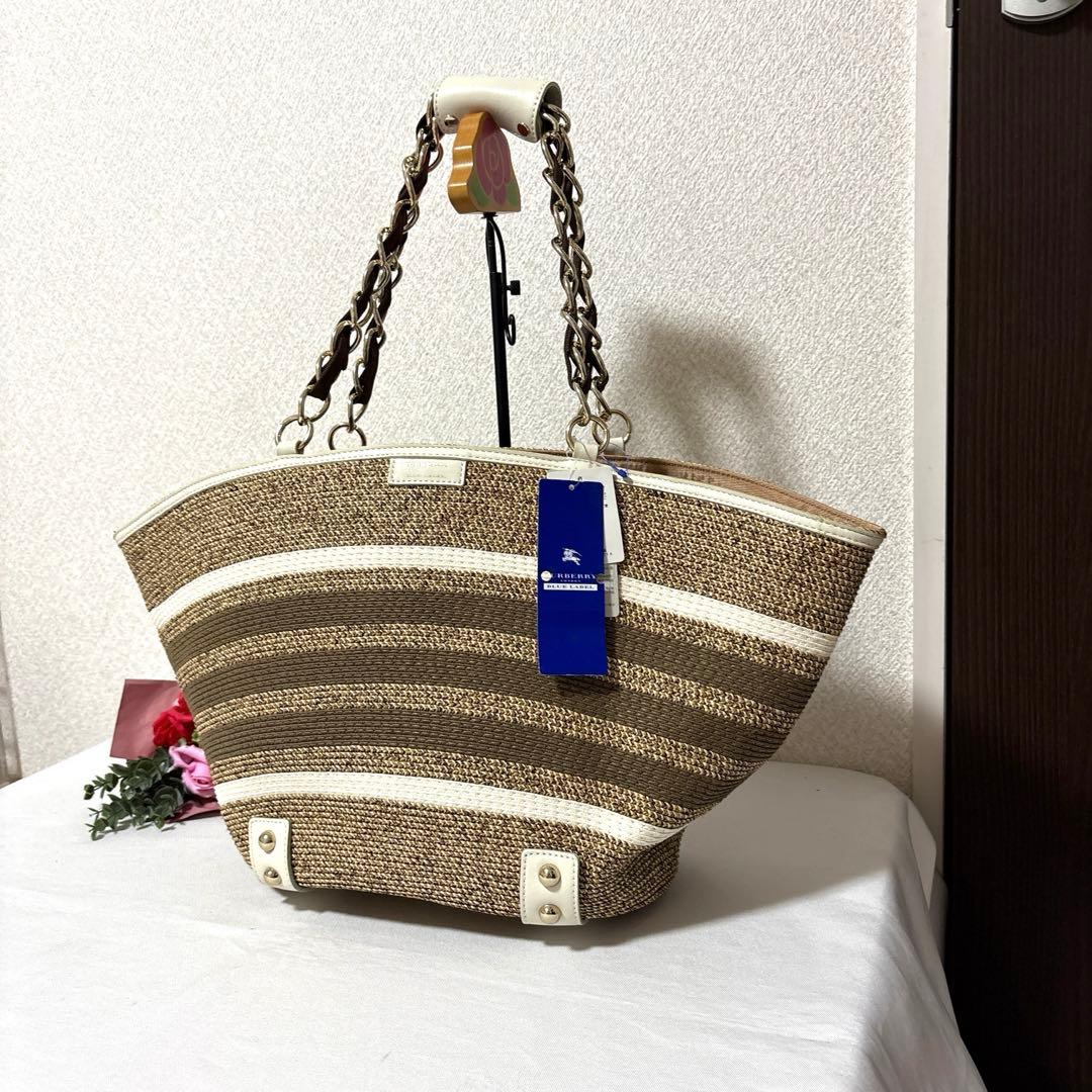 新品 未使用タグ付き BURBERRY BLUE LABAL かごバッグ