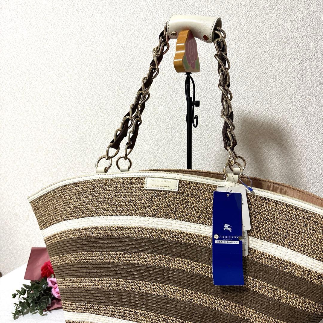 新品 未使用タグ付き BURBERRY BLUE LABAL かごバッグ