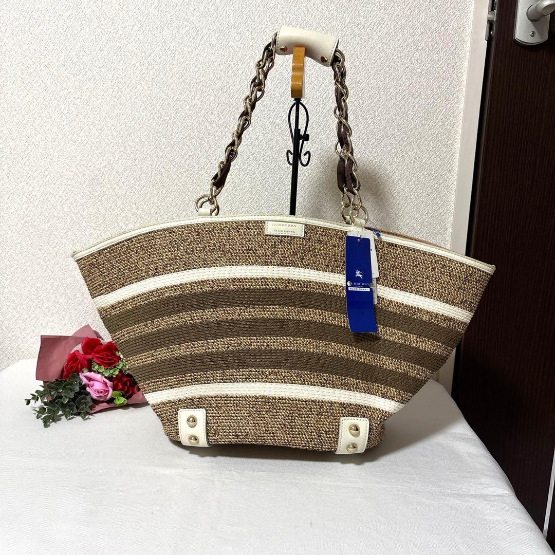 新品 未使用タグ付き BURBERRY BLUE LABAL かごバッグ