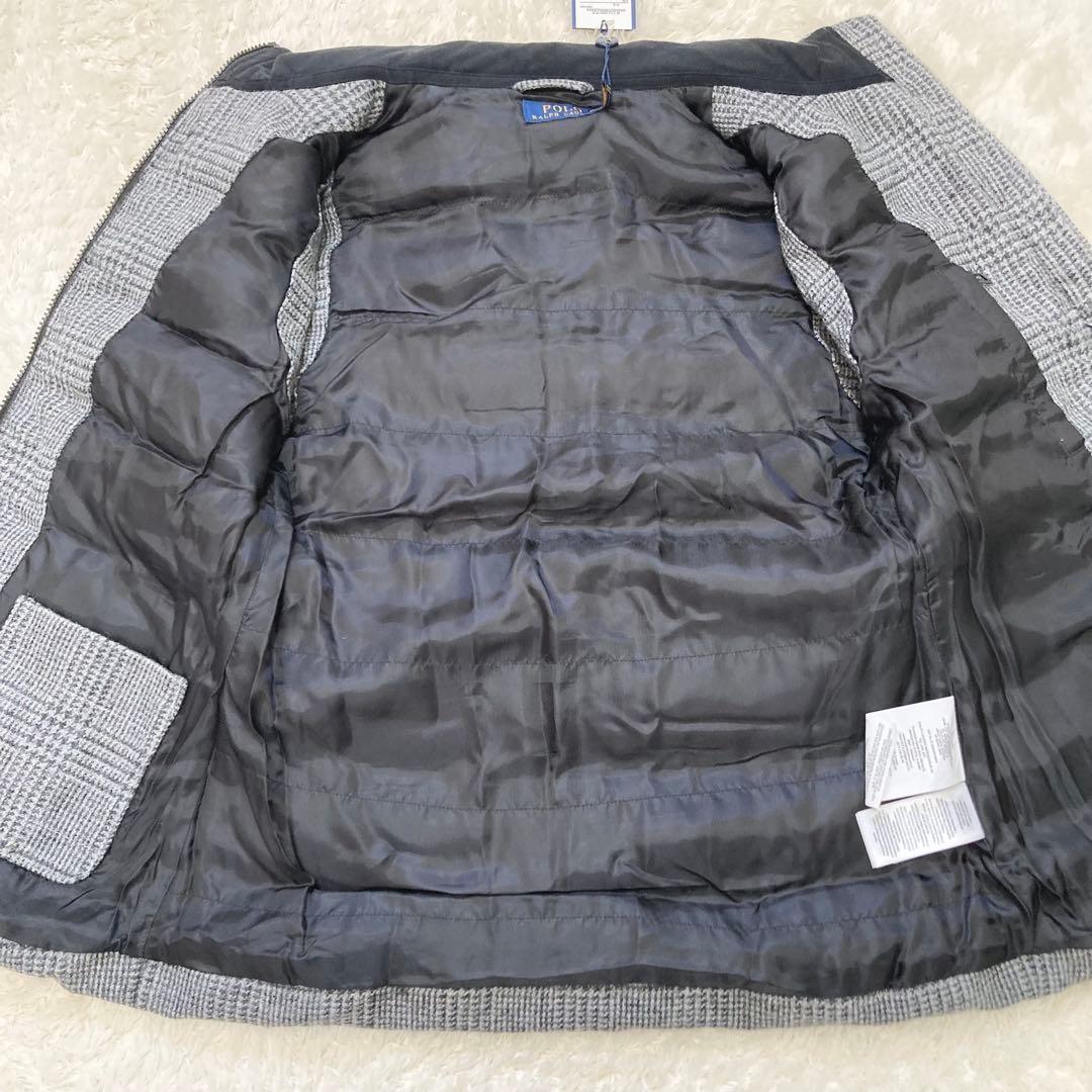 ※タグ付ポロラルローレン ダウンベスト フェザー グレンチェック XS ツイード