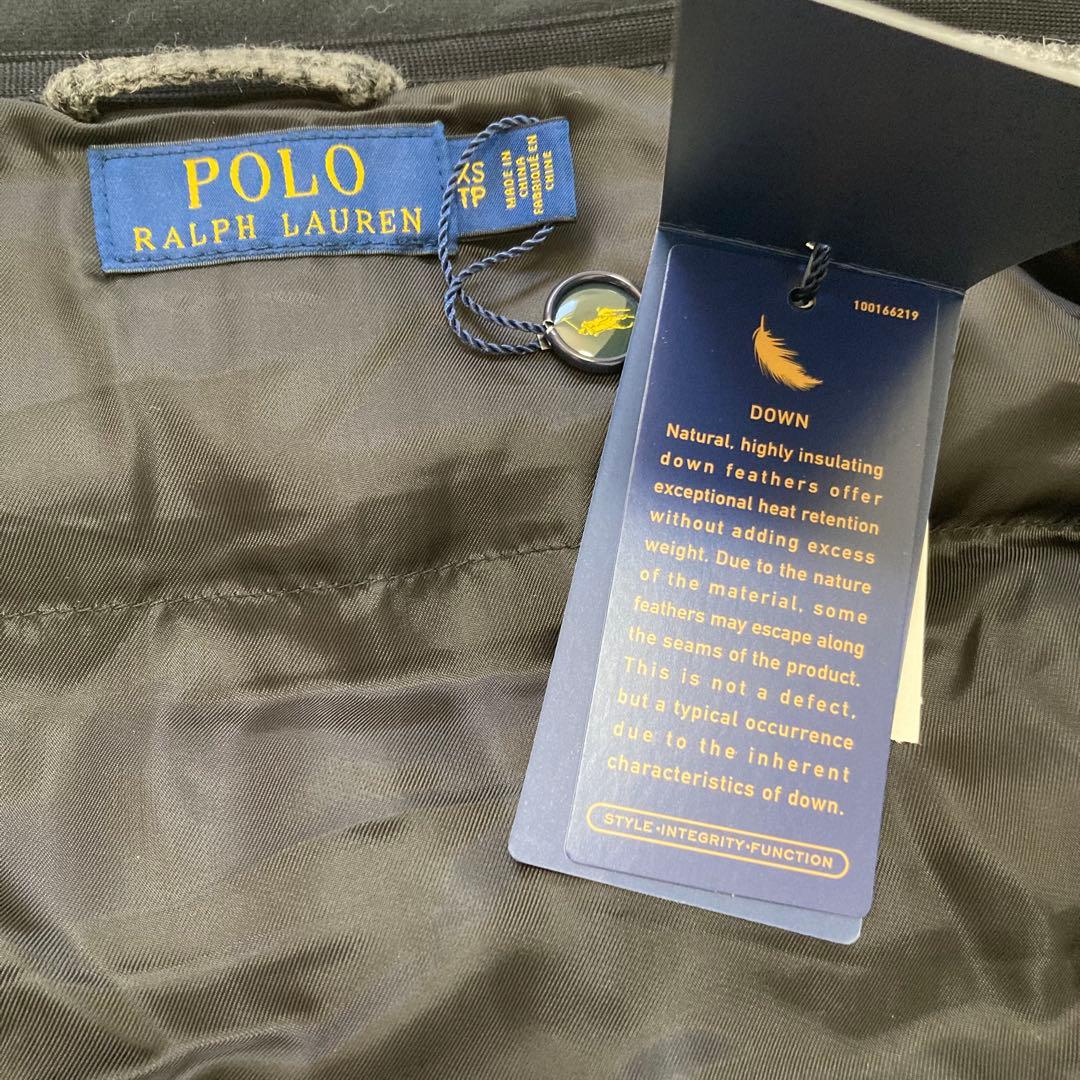 ※タグ付ポロラルローレン ダウンベスト フェザー グレンチェック XS ツイード