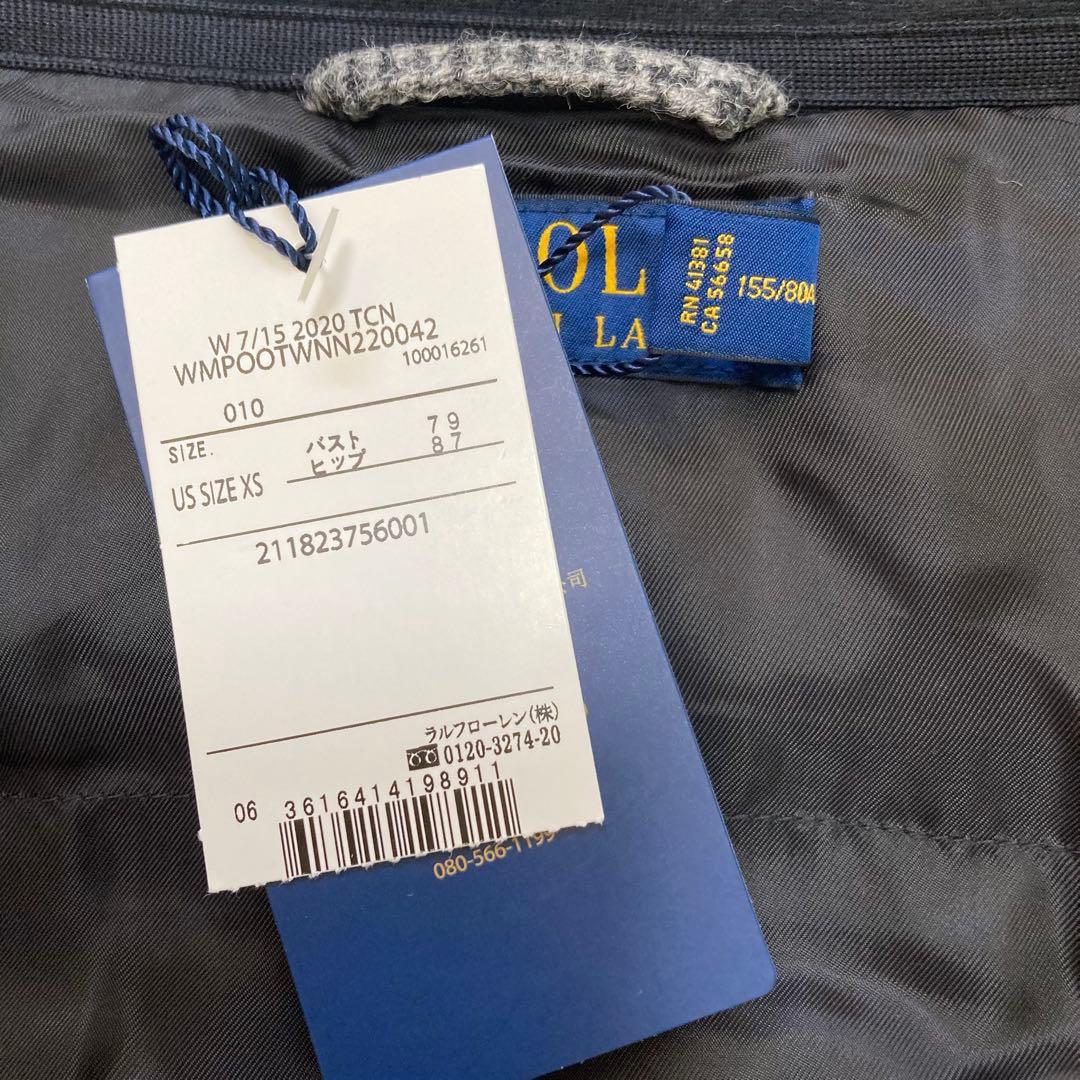 ※タグ付ポロラルローレン ダウンベスト フェザー グレンチェック XS ツイード