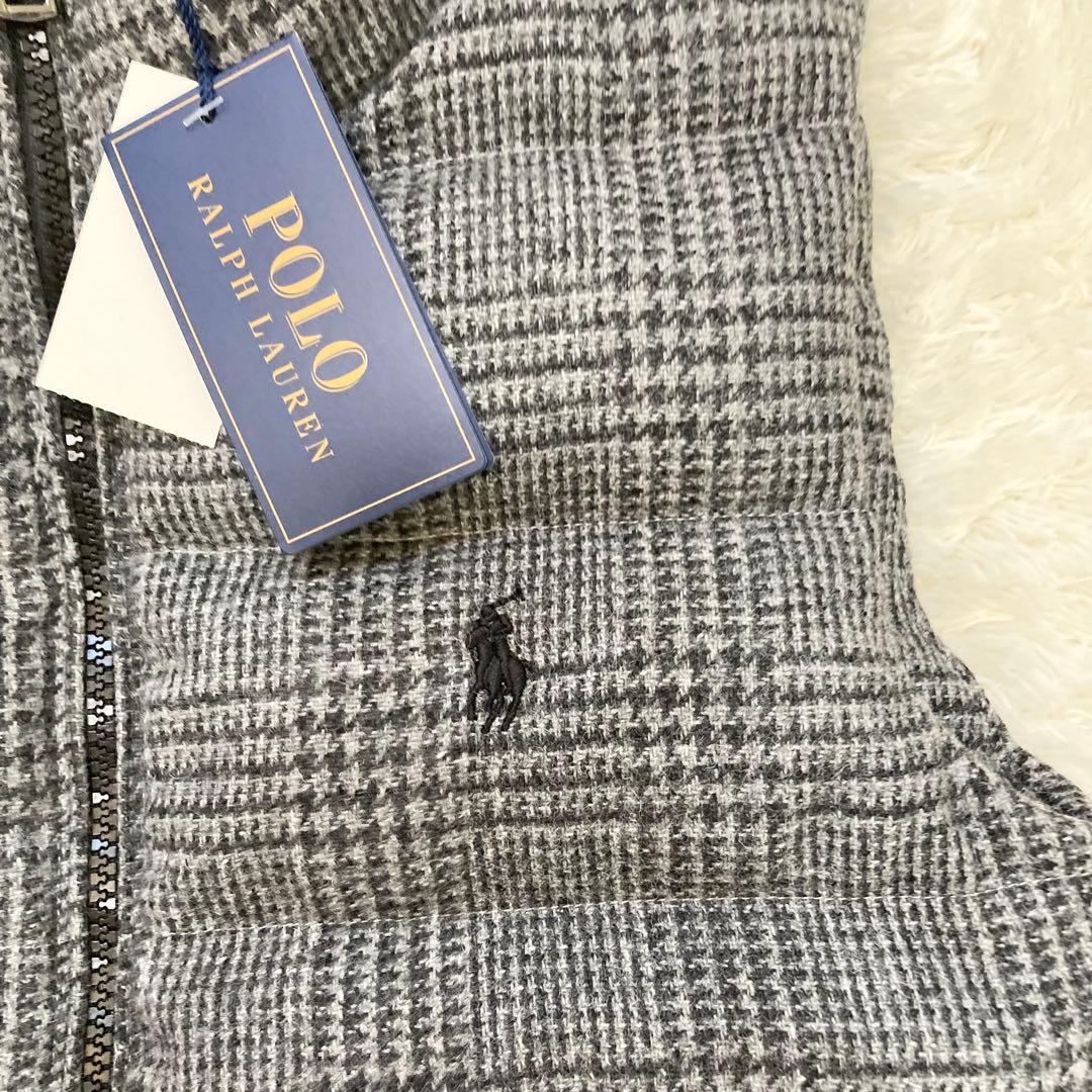 ※タグ付ポロラルローレン ダウンベスト フェザー グレンチェック XS ツイード