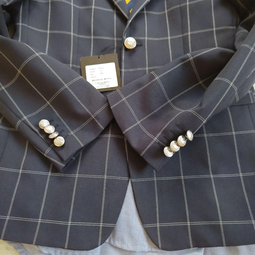 ワンダーファクトリー フォーマル スーツ 卒服 卒業式 ネイビー チェック 5点