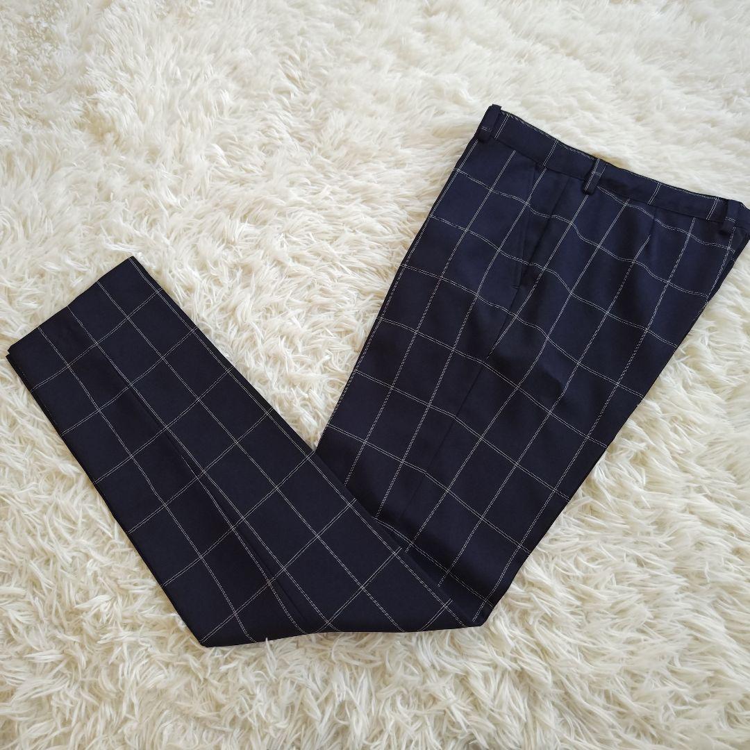 ワンダーファクトリー フォーマル スーツ 卒服 卒業式 ネイビー チェック 5点