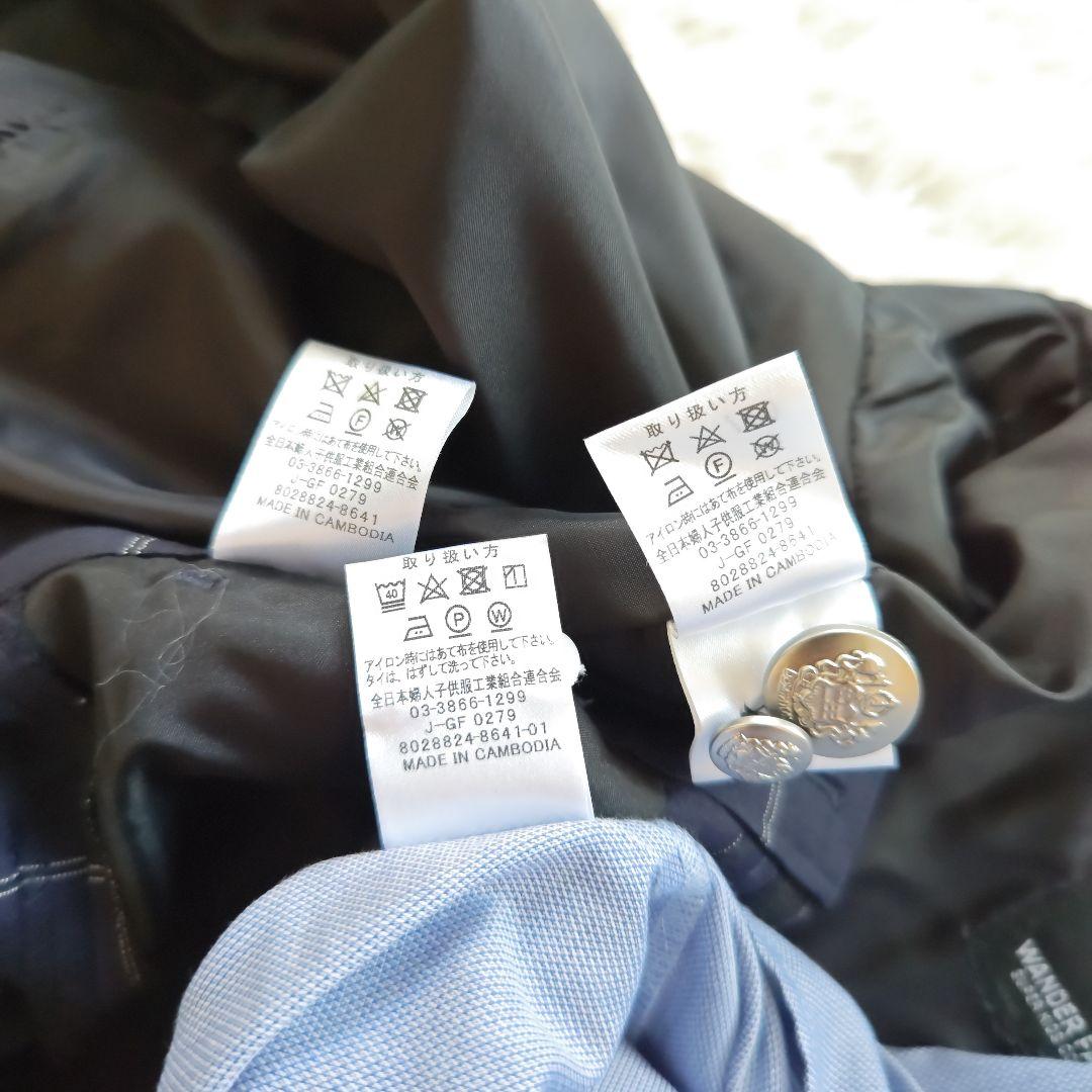 ワンダーファクトリー フォーマル スーツ 卒服 卒業式 ネイビー チェック 5点