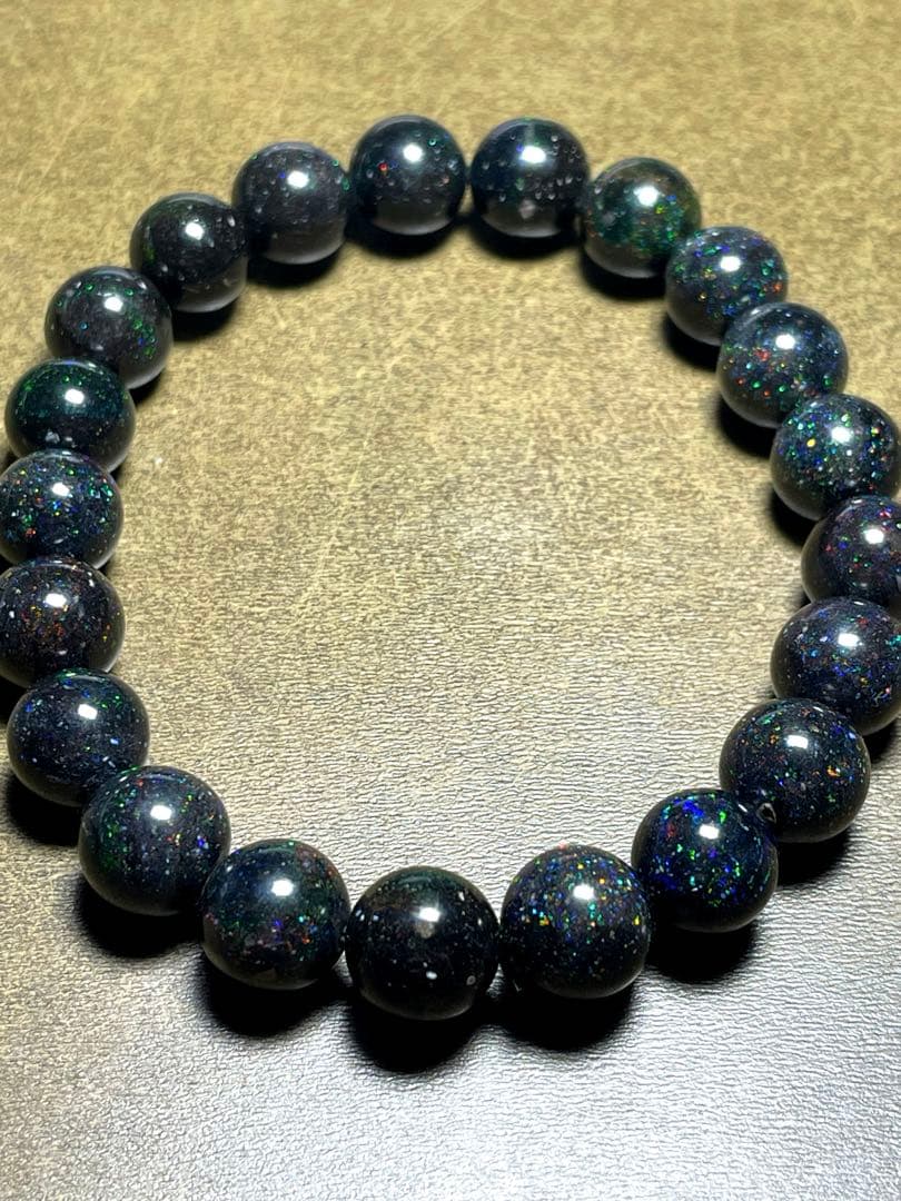 ハイグレード！！ブラックマトリックスオパールブレス約9.3㎜（新品）虹色遊色