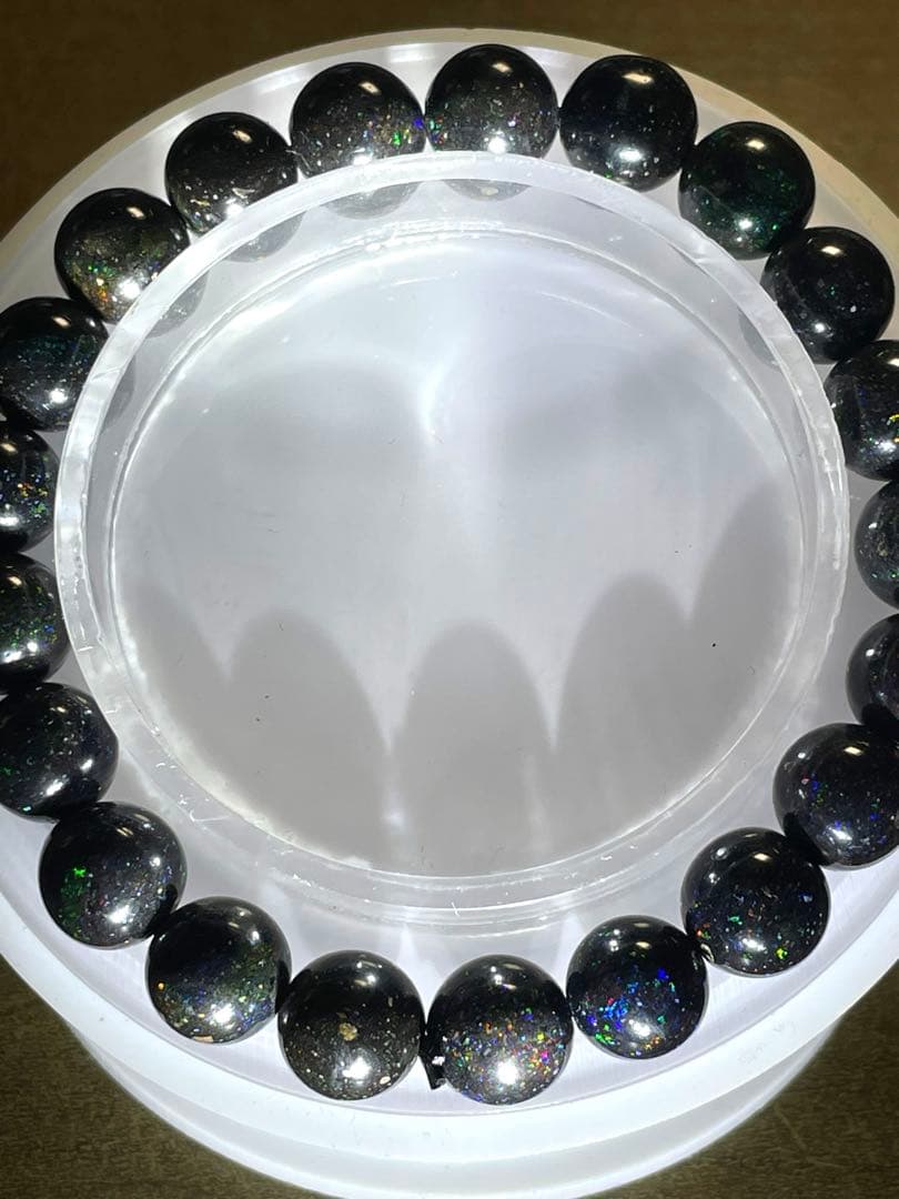 ハイグレード！！ブラックマトリックスオパールブレス約9.3㎜（新品）虹色遊色