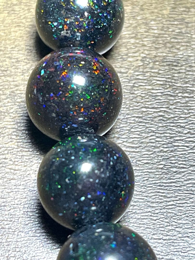 ハイグレード！！ブラックマトリックスオパールブレス約9.3㎜（新品）虹色遊色