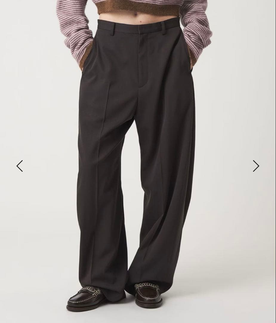 試着のみ【ROKU ロク】グレーカーブパンツ　34サイズ　日本製　今期