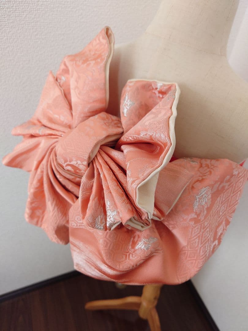 正絹　七五三　ハーフ成人式　ジュニア帯　大人用袋帯からの作り帯　1点物　ピンク