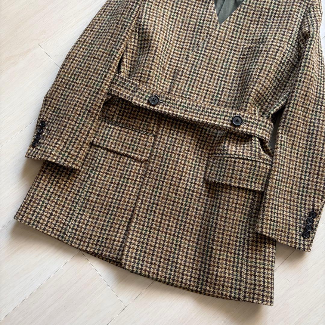 【極美品】INSCRIRE 千鳥格子 ベルト付き ノーカラージャケット