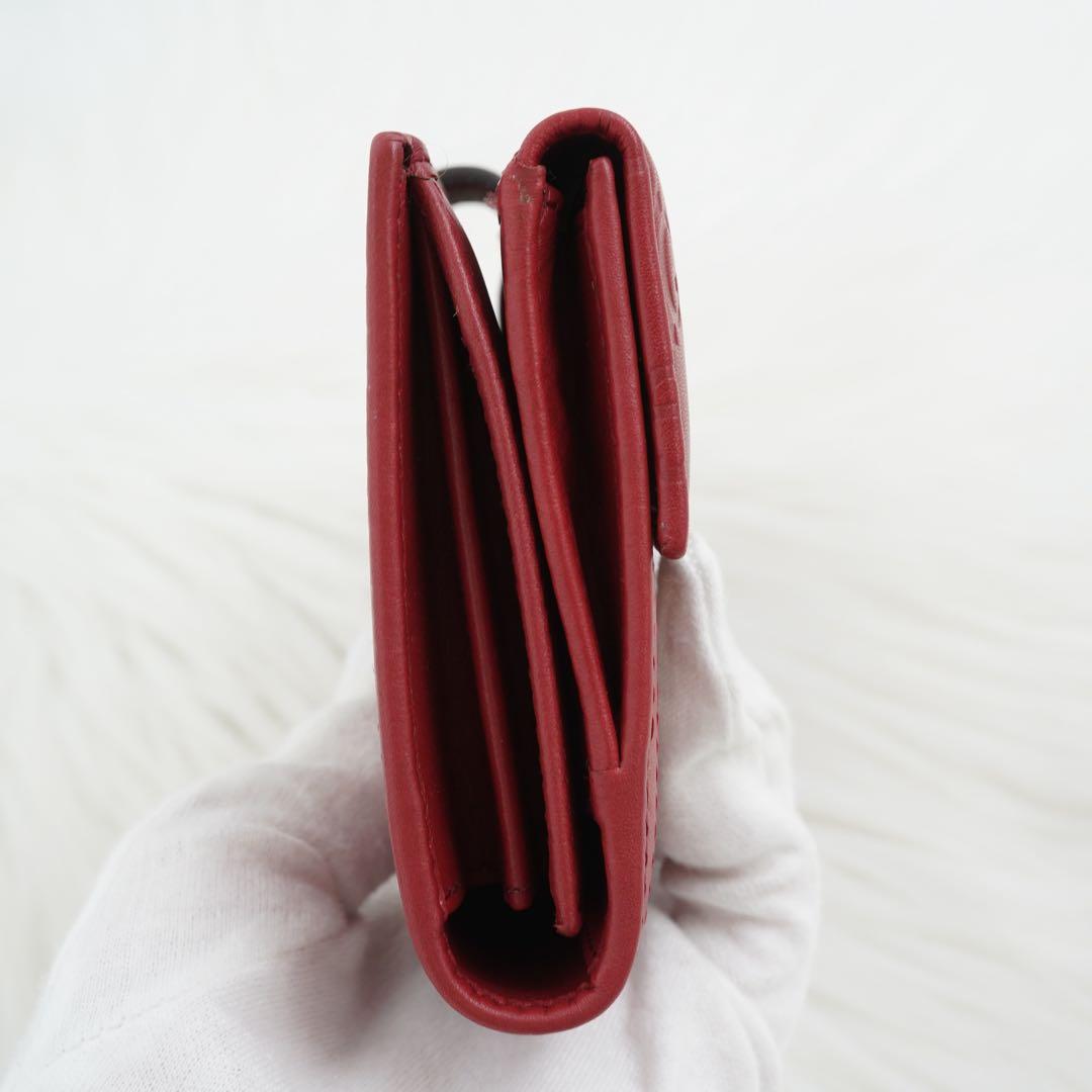 未使用品　箱付き　GUCCI グッチ　長財布　レザー　GG柄　シマ　レッド系